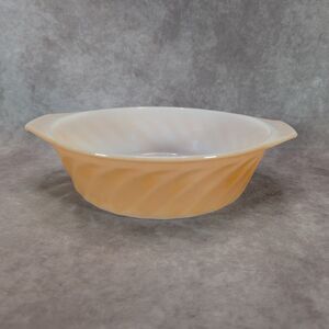Vintage Fire-King Peach Luster Swirl Casserole Dish Anchor Hocking 1.5 QT